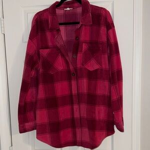 Maurices Burgundy Plaid Shirt